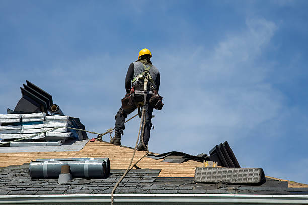 Professional Gutter Installation technician working in Mantador, ND